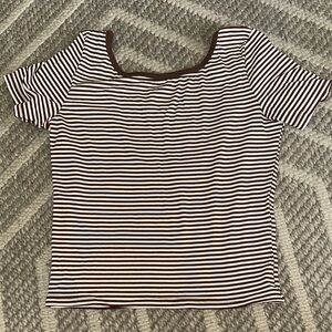 Striped Brown and White Women's Top